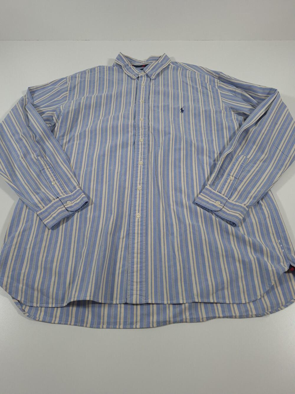 Ralph Lauren Shirt Mens Big 2XLT Blue Stripe Classic Fit Button Down Long Sleeve
